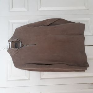 Van heusen sweater mens xl 1/4 zip khaki 100% cotton